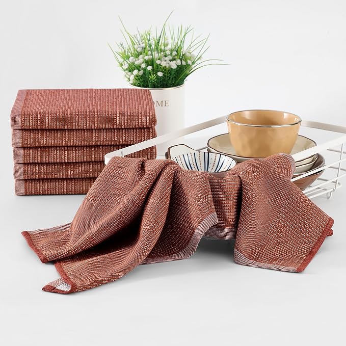 Homaxy Premium Kitchen Towels, Large Cotton Kitchen Hand Towels, Flat and Terry - Image 6