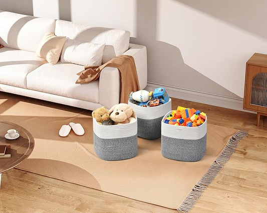 3 Pack Storage Cubes 11 Inch Cotton Rope Woven Baskets - Image 2