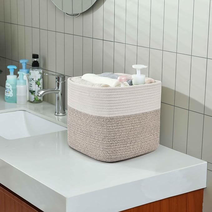 3 Pack Storage Cubes 11 Inch Cotton Rope Woven Baskets - Image 7