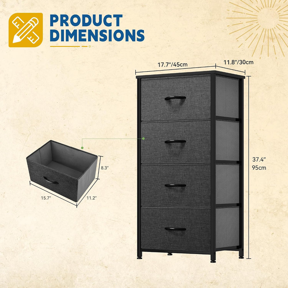 DWVO Storage Tower with 4 Drawers - Fabric Dresser, Organizer Unit for Bedroo...