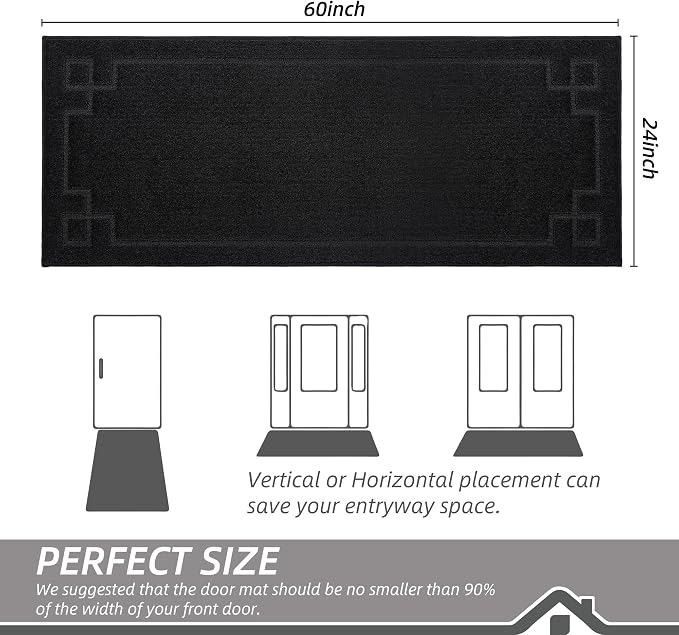 BEQHAUSE Door Mat 24" x 60", Non-Slip Door Mats Indoor Entryway Rugs Washable - Image 2