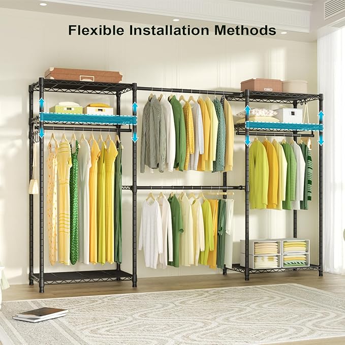 Ulif E1 Heavy Duty Closet Garment Rack, 6 Tiers Adjustable Metal Freestanding - Image 4