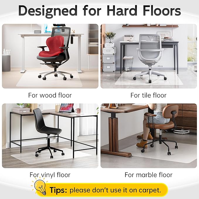 Crystal Clear Chair Mat for Hardwood Floor, 48” x 36” Office Chair Mat for Hard - Image 6