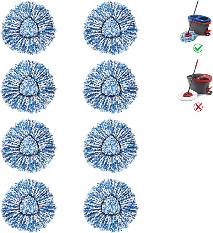 BonusLife 8-Pack Mop Head for O-Ceda RinseClean Spin Mop Refill 2-Tank System by BonusLifeInc