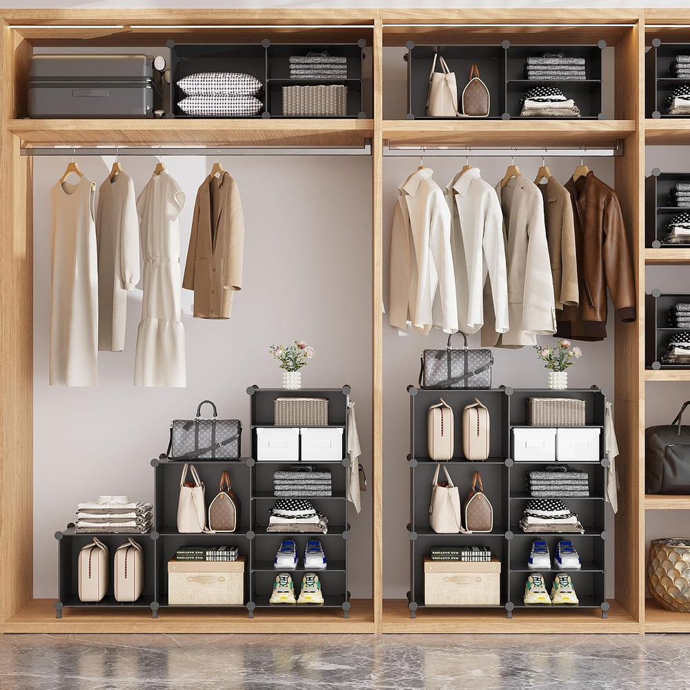 AWTATOS 6 Cube Closet Organizer Storage Shelves, Black