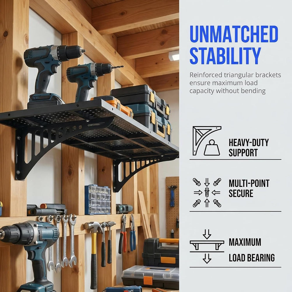 2 Pack Heavy Duty Garage Wall Shelving 45.3 x 16.5 Inch