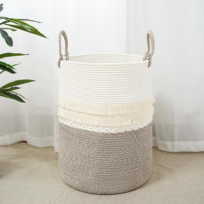 danpinera 79 L Large Laundry Basket, Tall Woven Cotton Storage Hamper - Image 6