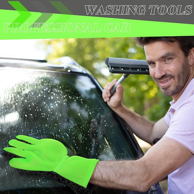 2 Packs Car Wash Mitt 5 Finger Microfiber Wash Mitts Car Dusting Gloves Double - Image 4
