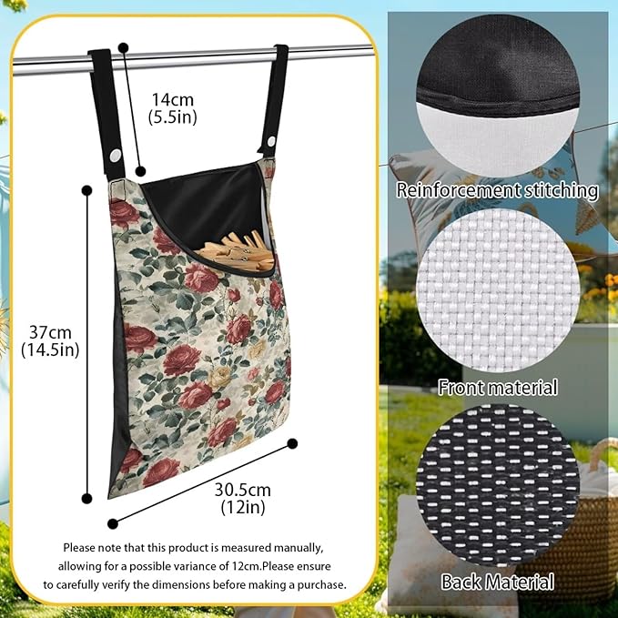 2 Pcs Rose Clothespin Laundry Bag, Clothes Lines - Image 6