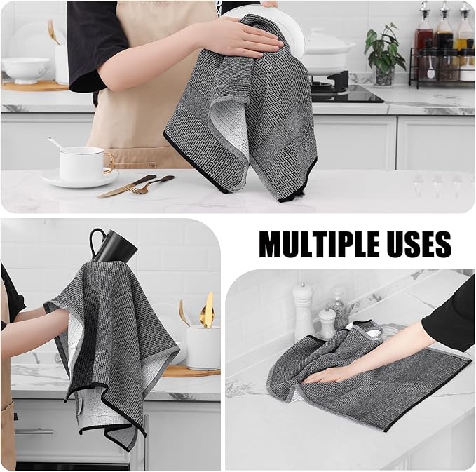 Homaxy Premium Kitchen Towels, Large Cotton Kitchen Hand Towels, Flat and Terry - Image 4