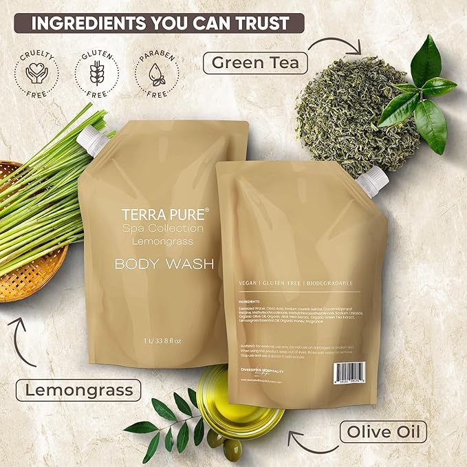 Terra Pure Spa Collection 1 Liter Body Wash Refill Bag - Image 4