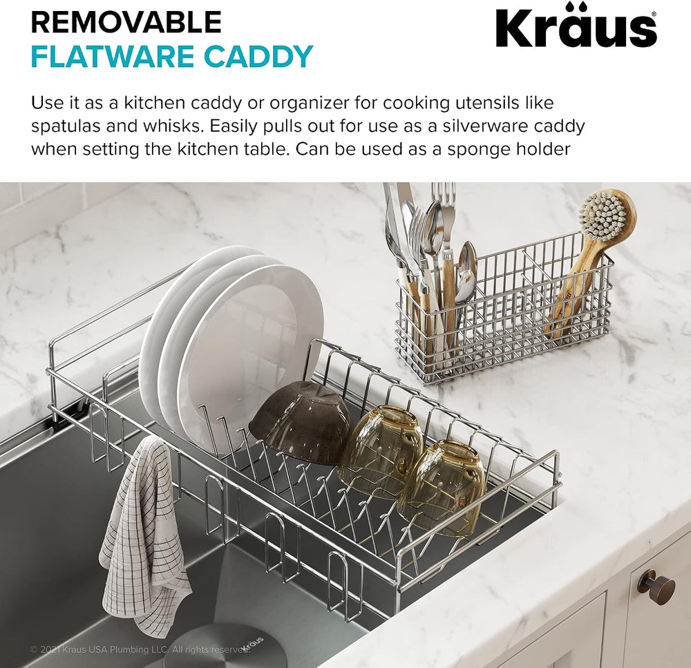 Kraus Workstation Kitchen Sink Dish Drying Rack Drainer and Utensil Holder, 1...