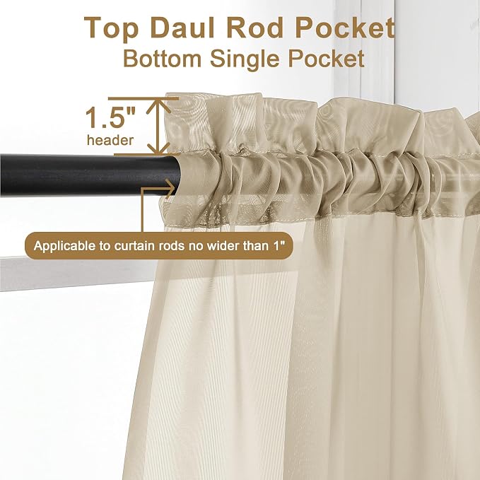 Chyhomenyc Sheer Taupe Valances - Image 3