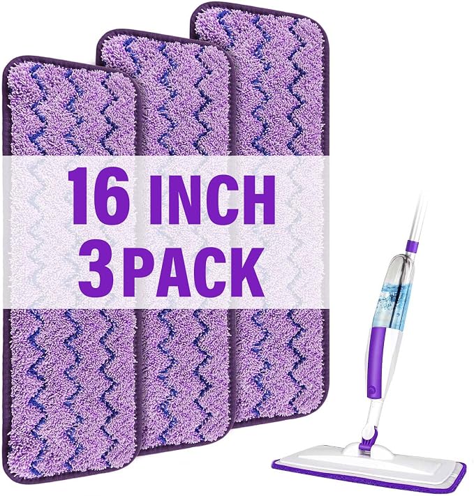16.5 inch Mop Pads Refills, 3 Pack Microfiber Reusable Replacement Mop Pads by PANDAGRIP