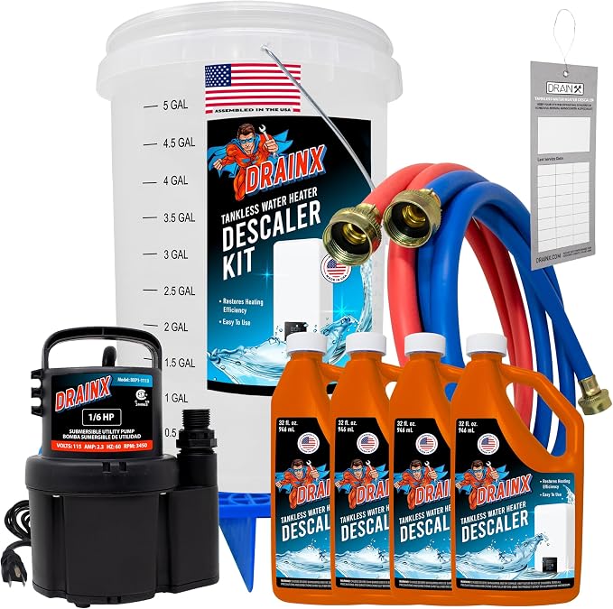 DrainX Tankless Water Heater Flush Kit Includes 4 Quarts of Eco Friendly and by DrainX
