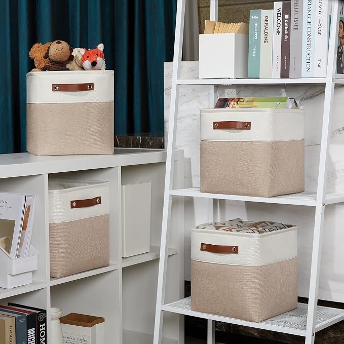 DULLEMELO 11 inch Cube Storage Bins, Large Collapsible Grey Storage Baskets - Image 4