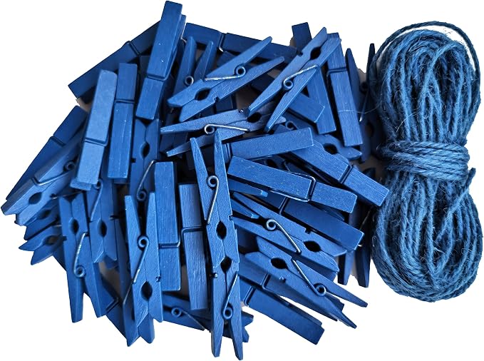 1.9 Inch Blue Clothespins Wall Decor Hang Pictures Artwork Kitchen Clips - Image 2