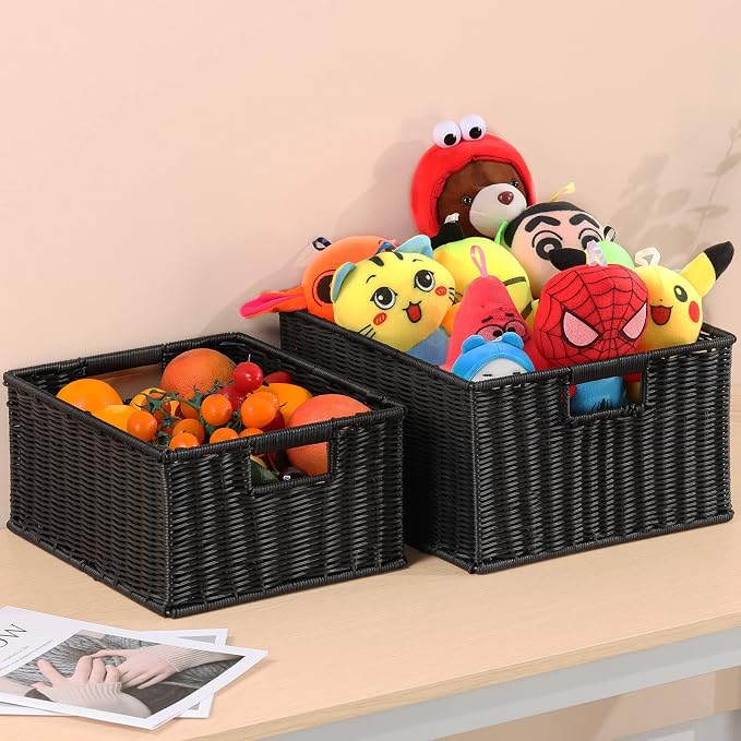 HOONEX Large Wicker Baskets for Storage, Plastic Baskets for Organizing - Image 2