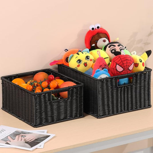 HOONEX Large Wicker Baskets for Storage, Plastic Baskets for Organizing - Image 2