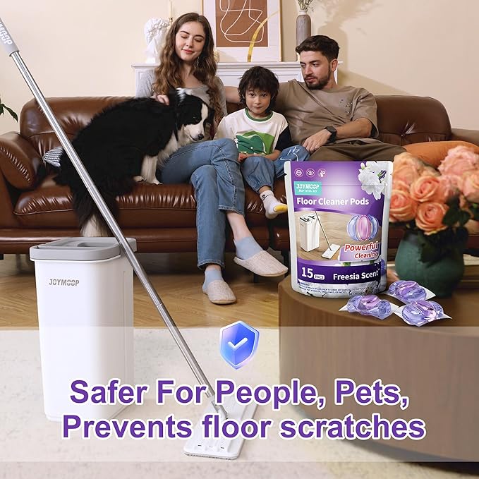 JOYMOOP Mop and Bucket with Wringer Set and Floor Cleaner Pods, Flat Floor Mop - Image 4