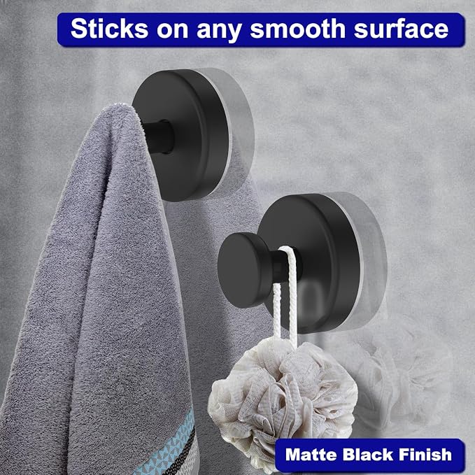 Suction Cup Hooks for Shower, Removable Towel Hooks for Bathroom Window Glass - Image 7