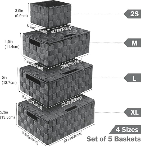 Storage Bins with Lids, Woven Storage Box Organizer Containers Decorative - Image 2