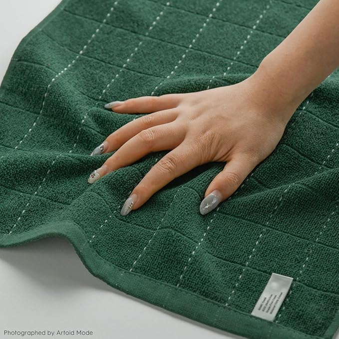 Artoid Mode Checkered Designed Cotton Green Terry Kitchen Dish Towels, 15x25 - Image 4