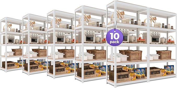 HOMEDANT House 5-Tier Laminated Metal Shelving Unit Adjustable Storage Utility by TheBestOrganizingSolution