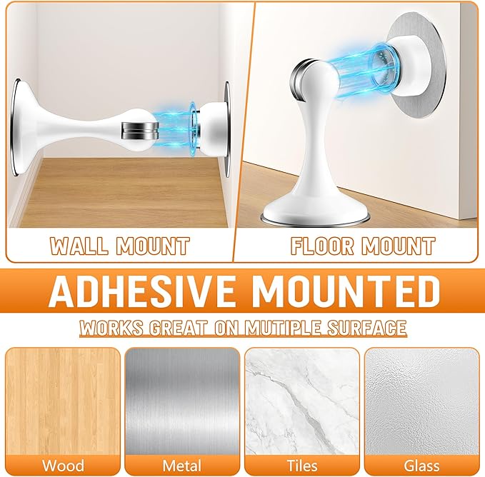 Crosize Magnetic Door Stoppers 6 Pack, Stainless Steel Door Catch - Image 5