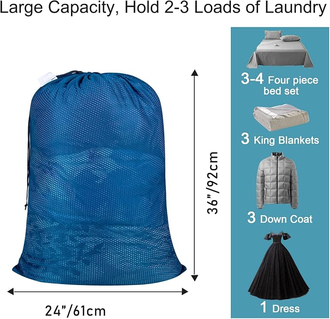 Polecasa Diamond Mesh Laundry Bags, 24 x 36 inches Heavy Duty Mesh Laundry Bag - Image 2
