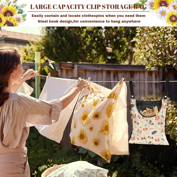 Clothes Pin Hanging Bag with Hanging Rope 14.5 X 12 Inch Clothespin Bag - Image 5