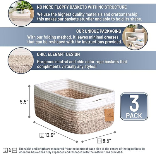 NaturalCozy 13.5”x8.5”x5.5” Storage Baskets - Image 2