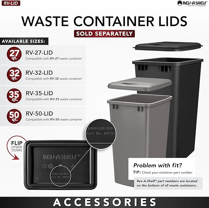 Rev-A-Shelf Double Trash Can Under Kitchen Cabinets Pullout, 35 Quart 8.75 - Image 7