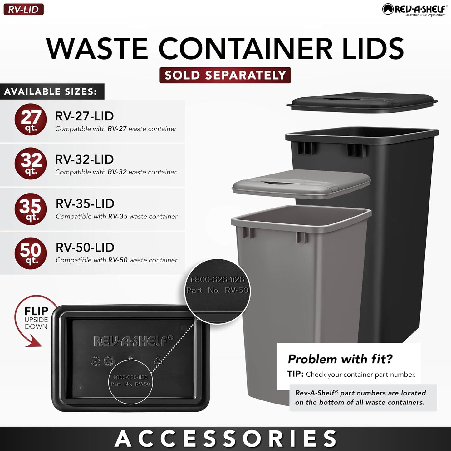 Rev-A-Shelf Double Pullout Trash Can w/Soft-Close Slides, 14.5" Min Opening | Large Capacity Garbage/ Recycling Bins for Full Height Kitchen Cabinets, Heavy Gauge Wire Construction, 53WC-1835SCDM-218