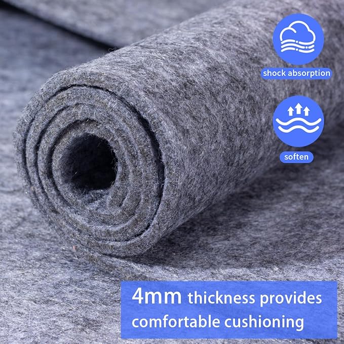 Extra Large Area Rug Cushioned Carpet Pad, 3x5 Ft, Thick Felt Pad - Image 3