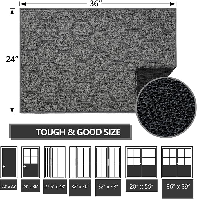 FONEYI Indoor Door Mat, Entrance Rug 24" x 36" Non-Slip Rubber Backing - Image 2