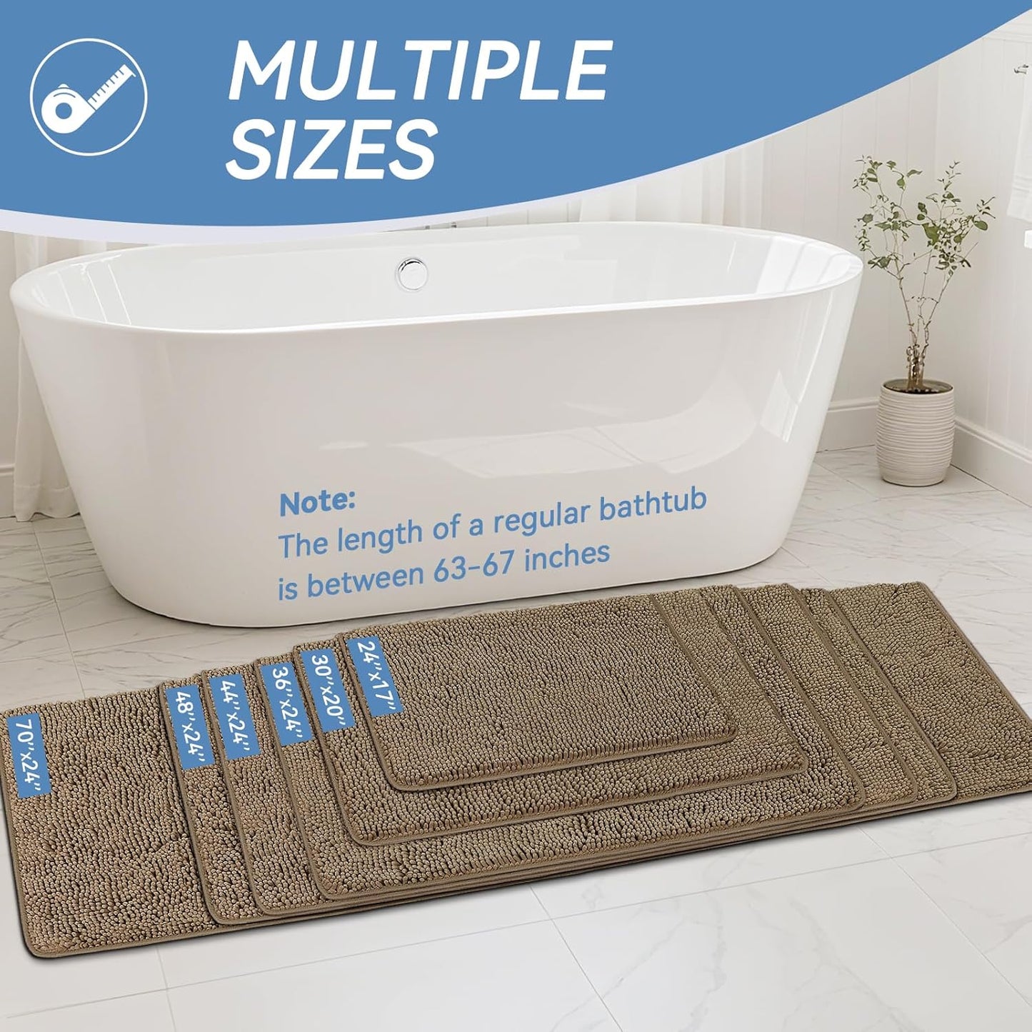 Bcoimo Bathroom Rugs 24x17, Bath Mats for Bathroom Non Slip with Rubber Backing,High Absorbent Microfiber Bath Rugs Quick Drying, Machine Washable, Durable Decor