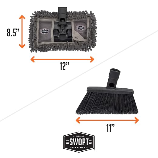 SWOPT Angled Broom Head + 12” Dust Mop Head + Plastic Dustpan – Multi-Surface - Image 6