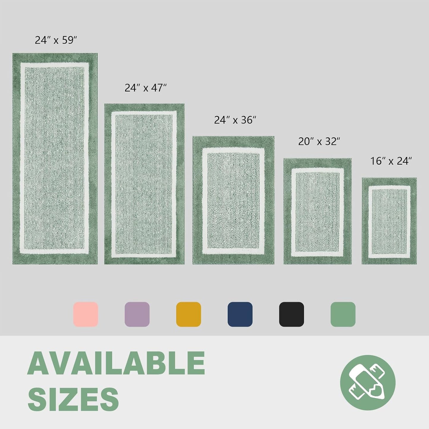 CozeCube Bath mats for Bathroom Non Slip, Fluffy Absorbent Microfiber Bath mat Washable, Aesthetic Bathroom Rugs, Small Sage Green Bath mat, Sage Green, 24" x 16"