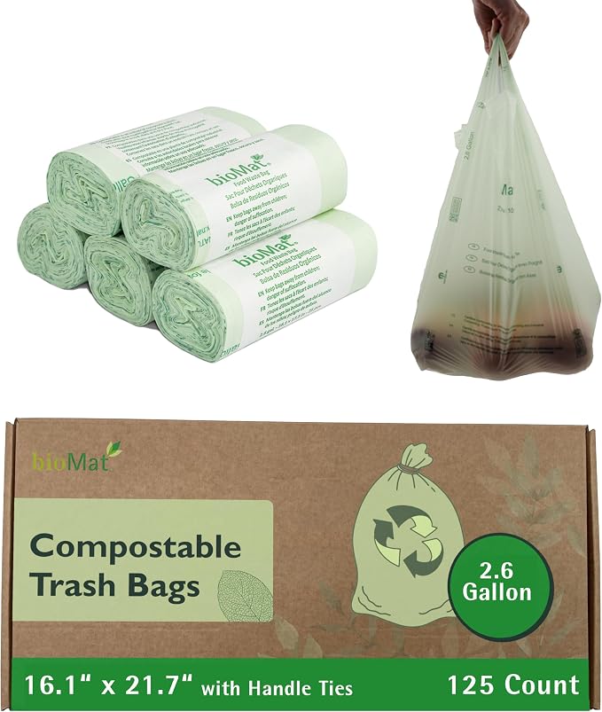 bioMat 2.6 Gallon Compostable Trash Bags by VisitbioMat