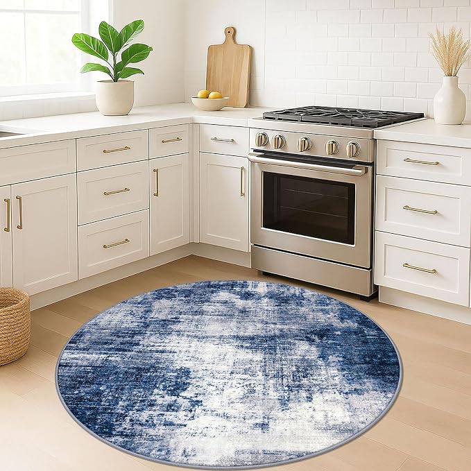 IOHOUZE Round Area Rug 5 Ft Circle Entryway Rugs Round Washable Door Mat Indoor - Image 2