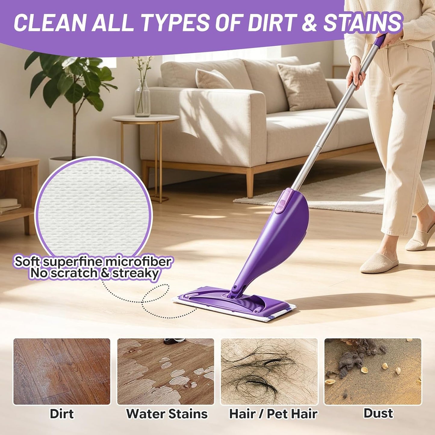 Spray Mop Pad Refill Compatible with Swiffer WetJet Multi Surface Cleaner, Disposable Multi-Layers Mopping Pads for All Hard Surface, Especially Hardwood Floor, High Thickness & High Absorbent, 60 pcs