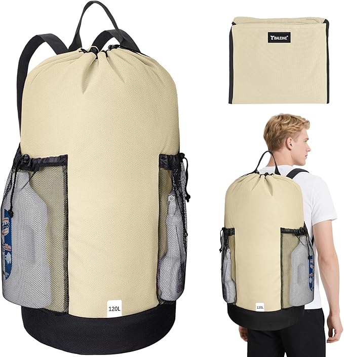 BALEINE 120L Laundry Bag Backpack, 900D Oxford Fabric Large Travel Laundry Bags by BALEINE