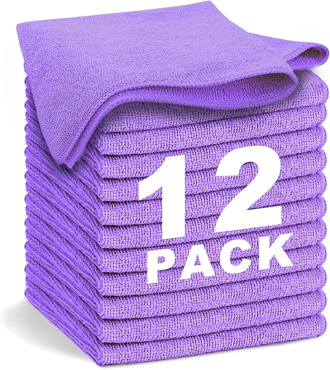 Purple Microfiber Cleaning Cloth, Ultra Soft Absorbent Microfiber Cleaning Rags by WEAWE
