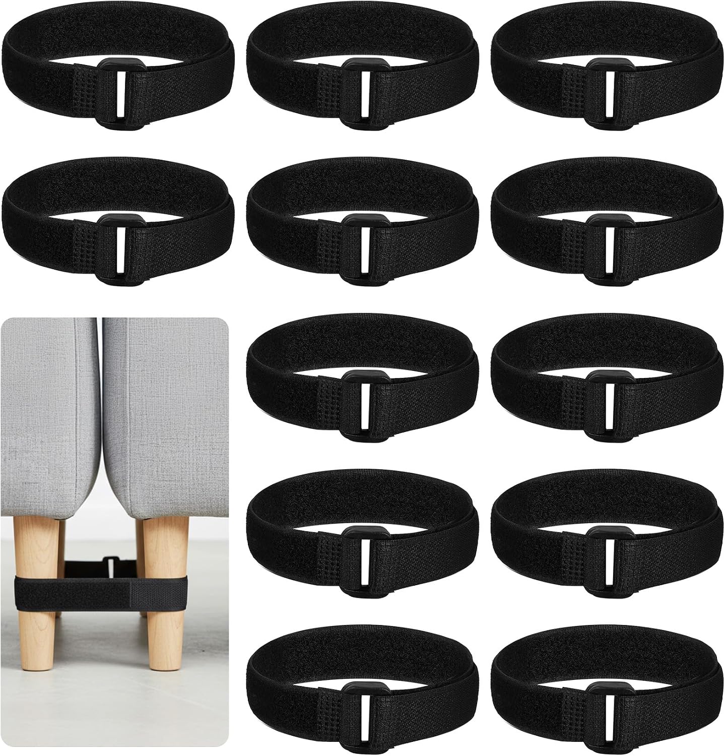 12 Pcs Sectional Sofa Strap for Couches, Heavy Duty Nylon Couch Connectors with Anti-Slip Grip, No Tools Needed to Lock Sliding Sofa Sections & Prevent Gaps
