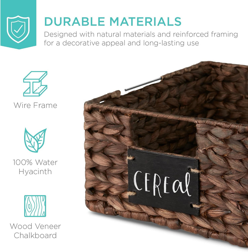 Best Choice Products Set of 4 9x12in Water Hyacinth Pantry Baskets, Woven Org...