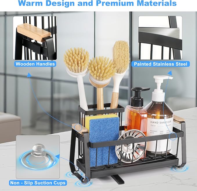 Suction Cup Sponge Holder for Kitchen Sink Caddy Organizer Rack for Dish Brush - Image 4