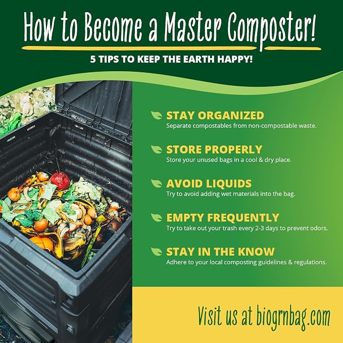 30-33 Gallon Compost Bags 30 Bags Yard Waste Bags Flat-Top Liners Compostable - Image 5