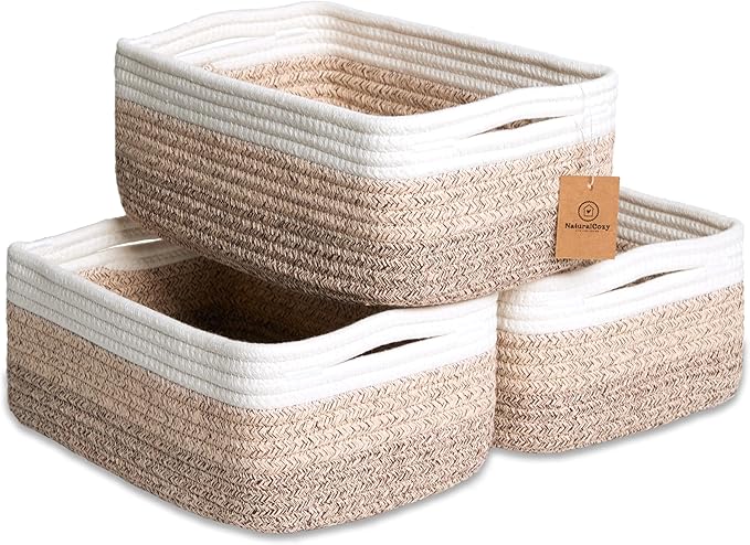 NaturalCozy 11.8"x8"x4.5” Storage Baskets by NaturalCozy