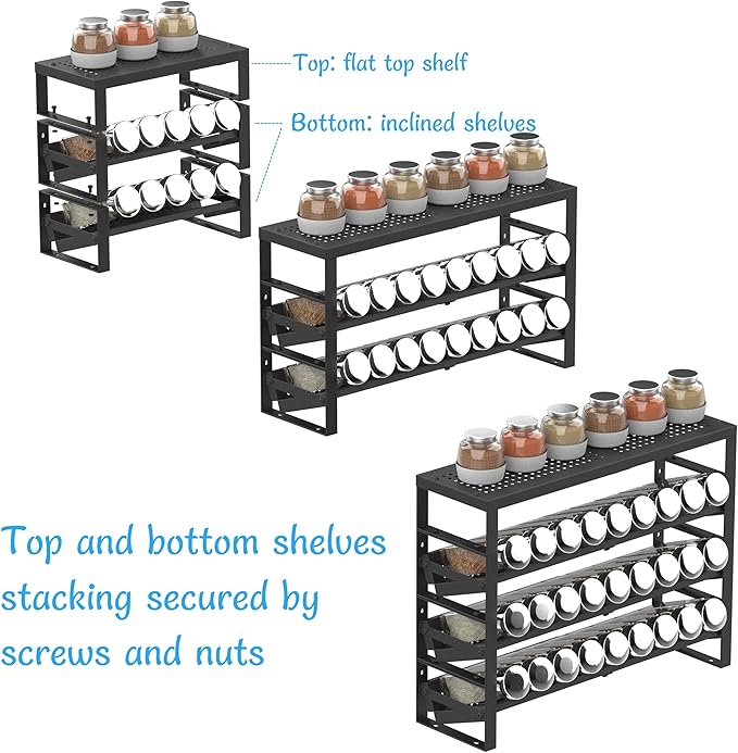 Expandable, Adjustable Spice Rack kitchen Organizer, Metal Pantry Storage - Image 6